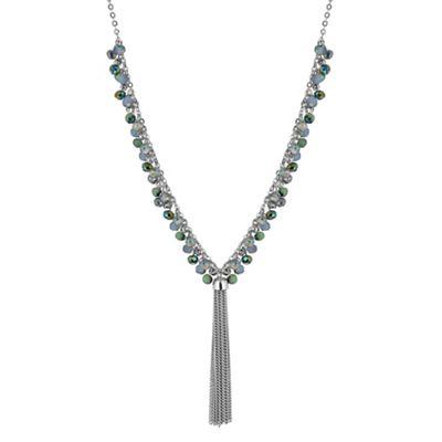 Designer green beaded tassel necklace